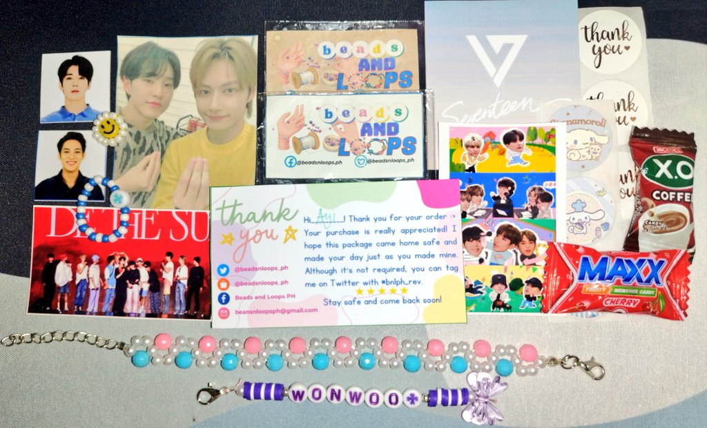 moon_bammie's tweet photo. Sorry for the late feedback. 😅 Ang cutieeeee ng bracelet and key charm ni wonwoo. 🥹 Thank you so much @beadsnloops_ph 💗 

#bnlph_rev https://t.co/6DeyFeEt8a