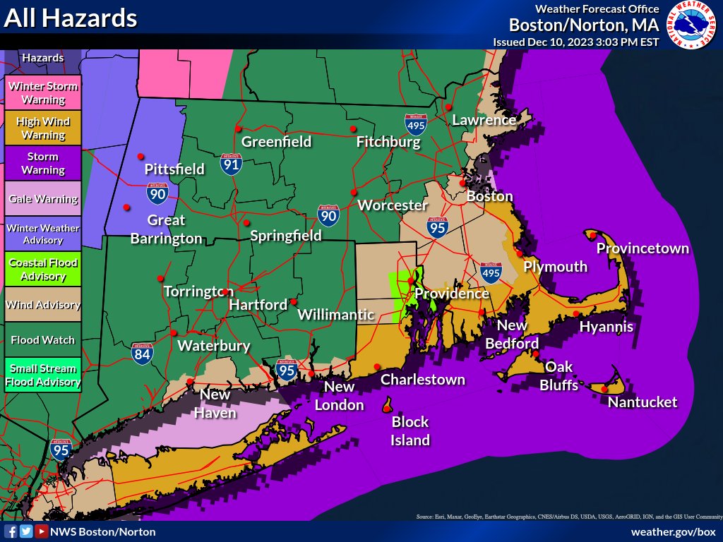 NWSBoston's tweet image. 4 PM Sunday STORM UPDATE:
* 2-6"+ of rain, highest amounts across central MA and east-central CT. Flooding likely
*Wind gusts to 60mph possible across SE MA/Cape Cod
*Minor accumulations (1-4") of snow possible above 600" in western MA
*Coastal Flooding in Narragansett Bay