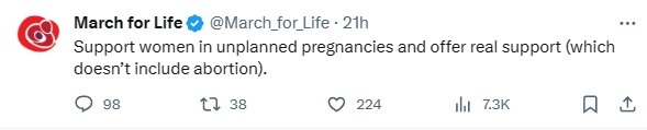 It's good to help women with unplanned pregnancies and offer them real support. But the M4L just can't help themselves. They have to add their opposition to letting those women have healthcare access or bodily autonomy. #abortion #AbortionIsHealthcare