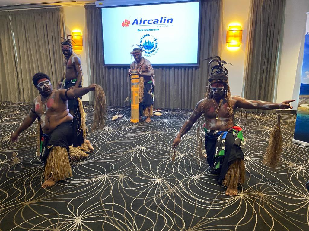 AusCGNoumea's tweet photo. Exciting news - the direct route from Nouméa to Melbourne is back and flying 3 times a week. Caitie from my team joined @GouvNC and business leaders in Melbourne to discuss tourism and economic opportunities between Australia and New Caledonia. @VicGovAu @DFATVic https://t.co/oFaUueY3FT