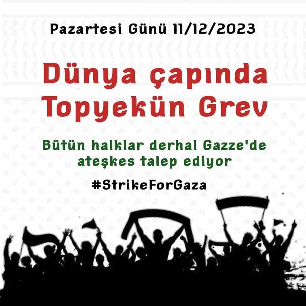 Pazartesi günü Filistin için tüm dünyada grev var