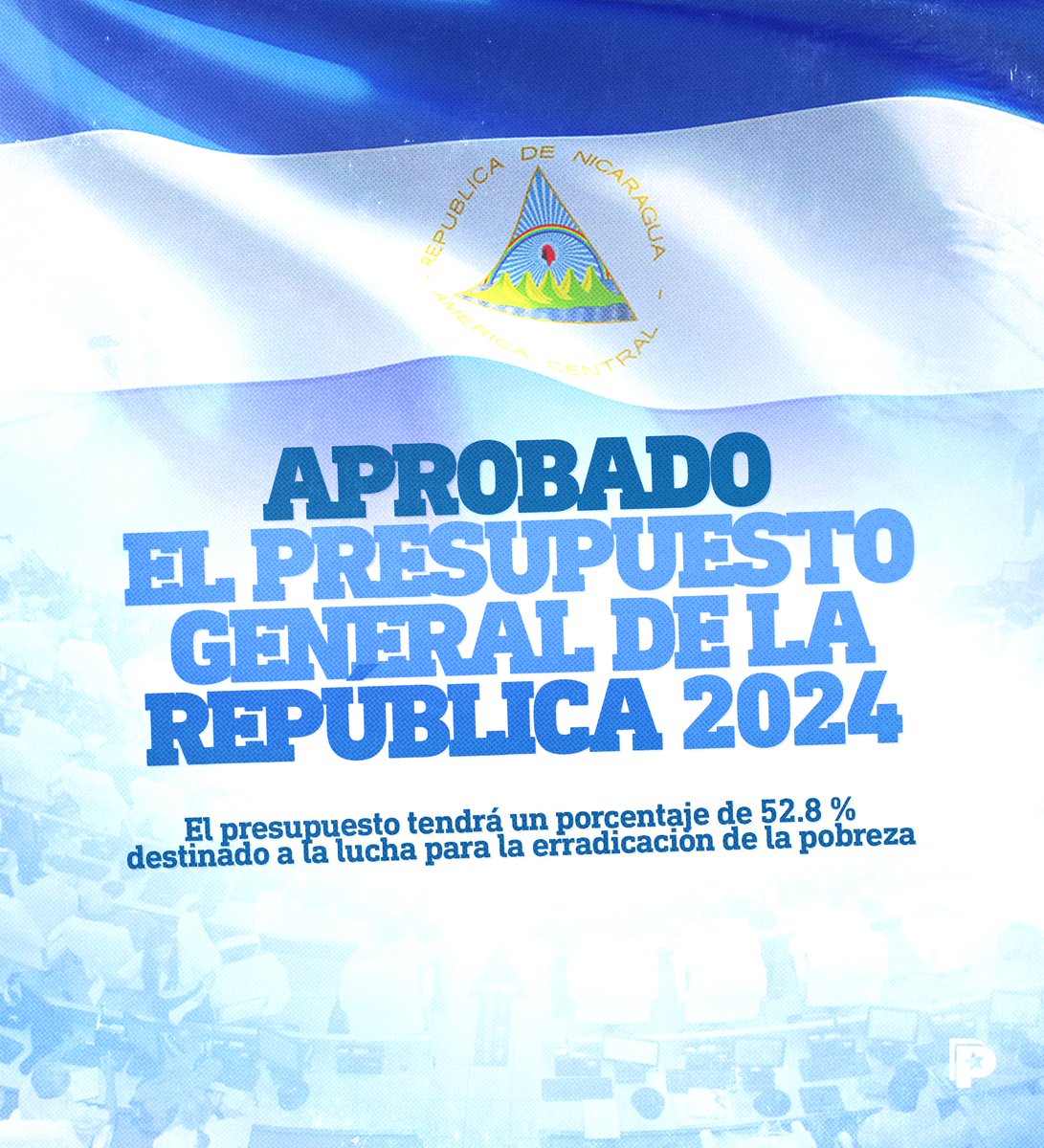 PrensaPopulr's tweet photo. La Asamblea Nacional de #Nicaragua, aprobó el Presupuesto General de la República 2024, por un monto que supera los 138 mil millones de córdobas 💰, de los cuales más del 52% estará destinado a proyectos sociales para el desarrollo del país. 🇳🇮👏🏻 

Para este 2024, se asigna en https://t.co/Q9rOtdHA6c