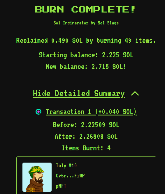 TolySolanaNFT's tweet photo. Toly here for the sake of culture just burned 49 Toly 🔥 https://t.co/qnz8LvhrGD