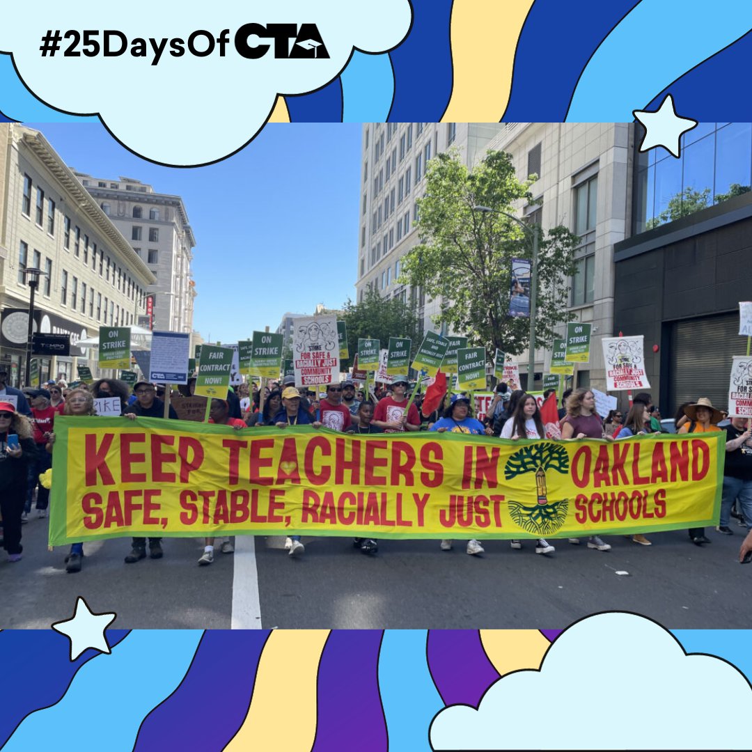 In May, @OaklandEA spent 7 days on strike for students, families, and each other. Their big bargaining team won more than a bigger paycheck. Learn more about how they fought and won common good proposals here: cta.org/educator/posts… #Unite4OaklandStudents #WeAreCTA #25DaysOfCTA