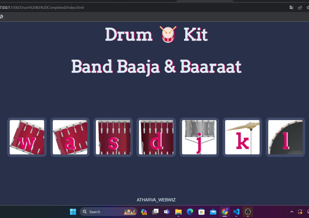 AWebwiz43143's tweet image. #100DaysOfCode #webdevelopment 
Day 7:   JavaScript     
Advanced JavaScript &amp;amp; DOM:
Drum Kit
Adding Event Listeners to a Button
Higher Order Functions and  Functions 
Arguments
play Sounds on  website
JavaScript Objects

 #developers #CodingJourney #Coding