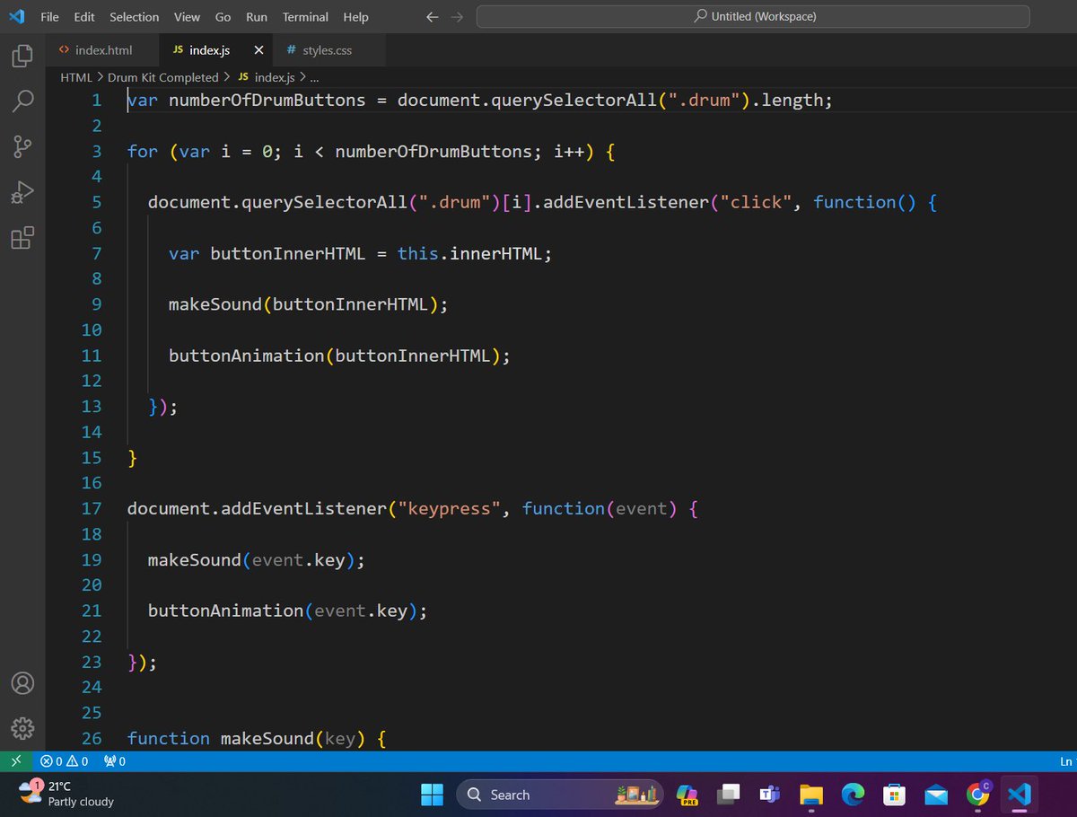 AWebwiz43143's tweet image. #100DaysOfCode #webdevelopment 
Day 7:   JavaScript     
Advanced JavaScript &amp;amp; DOM:
Drum Kit
Adding Event Listeners to a Button
Higher Order Functions and  Functions 
Arguments
play Sounds on  website
JavaScript Objects

 #developers #CodingJourney #Coding