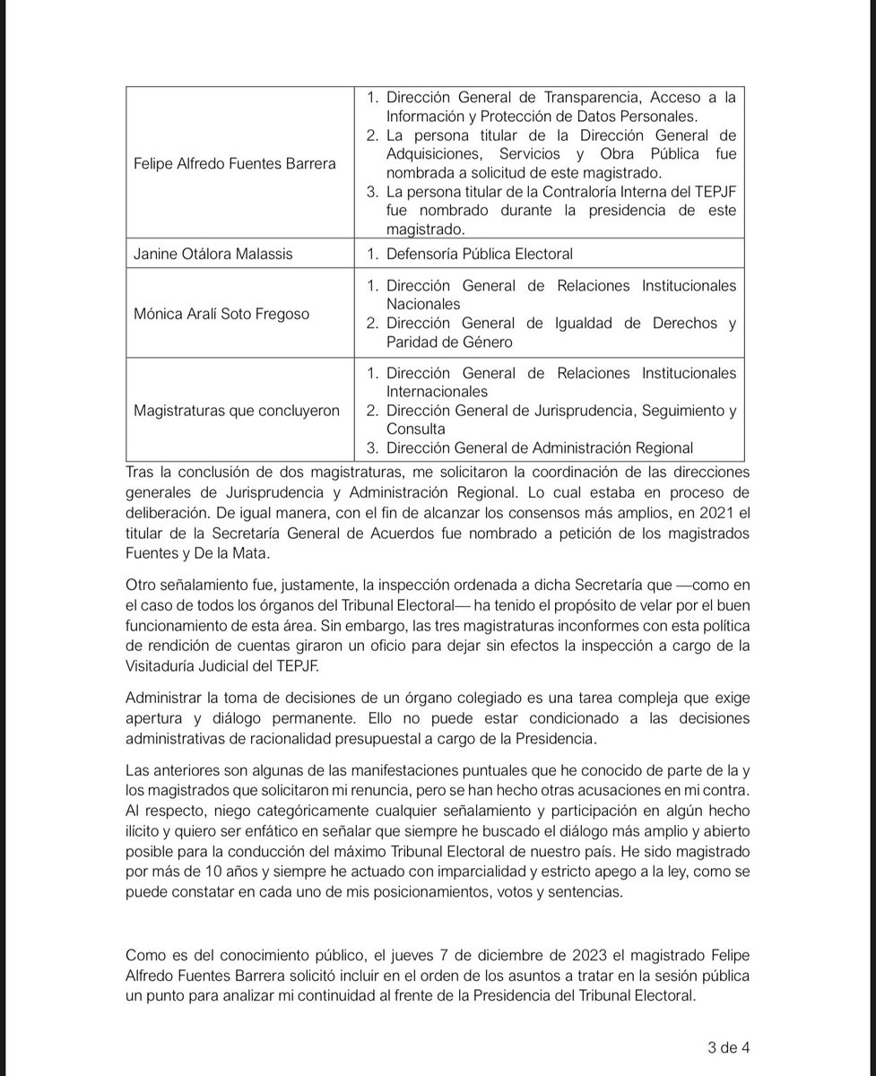 ReyesRdzM's tweet photo. Deseo aclarar a la opinión pública algunos de los hechos suscitados en el @TEPJF_informa en los recientes días: https://t.co/LdFRknguS7