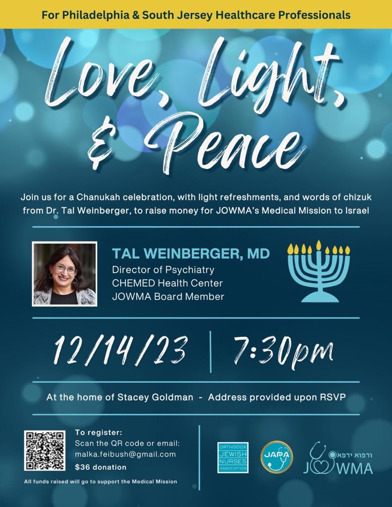 An evening of inspiration ⁦@JOWMA_med⁩ and ⁦@jewish_nurses⁩ Love, Light and Peace 🕎