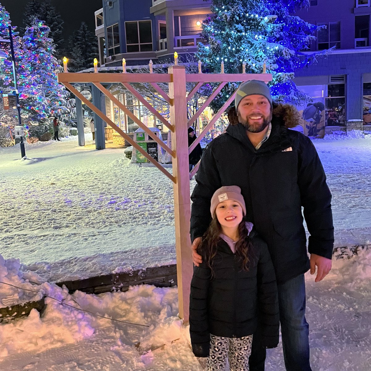 A heartfelt thank you to all who joined us in Whistler Village to light the Hanukkah Candles on the 3rd Night 🕎 It means so much to be surrounded by family & friends from our community 🥰 Big thanks to Mark James and the BrewHouse for providing a space for our Menorah.