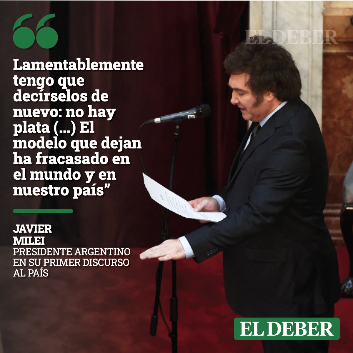 El flamante presidente del vecino país dijo que la última solución posible es el ajuste, pero que no se cargará al empresariado, sino al Estado.