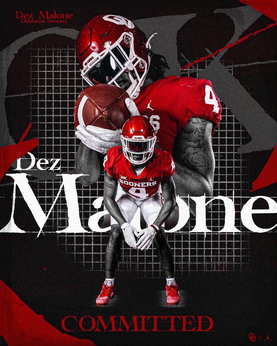 Dezjhon Malone (@dezjhonm) on Twitter photo Truly Thankful for every opportunity in this process, excited to announce I am fully committed to the university of oklahoma!!! big thanks to <a href="/JayValai/">Coach Valai</a> <a href="/CoachVenables/">Brent Venables</a> <a href="/OU_Football/">Oklahoma Football</a>
#OUDNA #BOOMER ⭕️⭕️ Truly Thankful for every opportunity in this process, excited to announce I am fully committed to the university of oklahoma!!! big thanks to <a href="/JayValai/">Coach Valai</a> <a href="/CoachVenables/">Brent Venables</a> <a href="/OU_Football/">Oklahoma Football</a>
#OUDNA #BOOMER ⭕️⭕️
