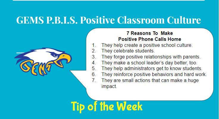 SEISD_RSalcido's tweet photo. How do our teachers make a positive impact with our Eagles? They make positive phone calls home πβ #RecognizeTheGood #GEMSpride #GEMSshineBright ππ #PBIS @CoronaAlex_GEMS @GemsBooktique @GEMS_counseling @lyscience_GEMS @EvaQuezada5 @Brenda_GEMS @GEMS_ParentCtr https://t.co/zV7aZy2j8J