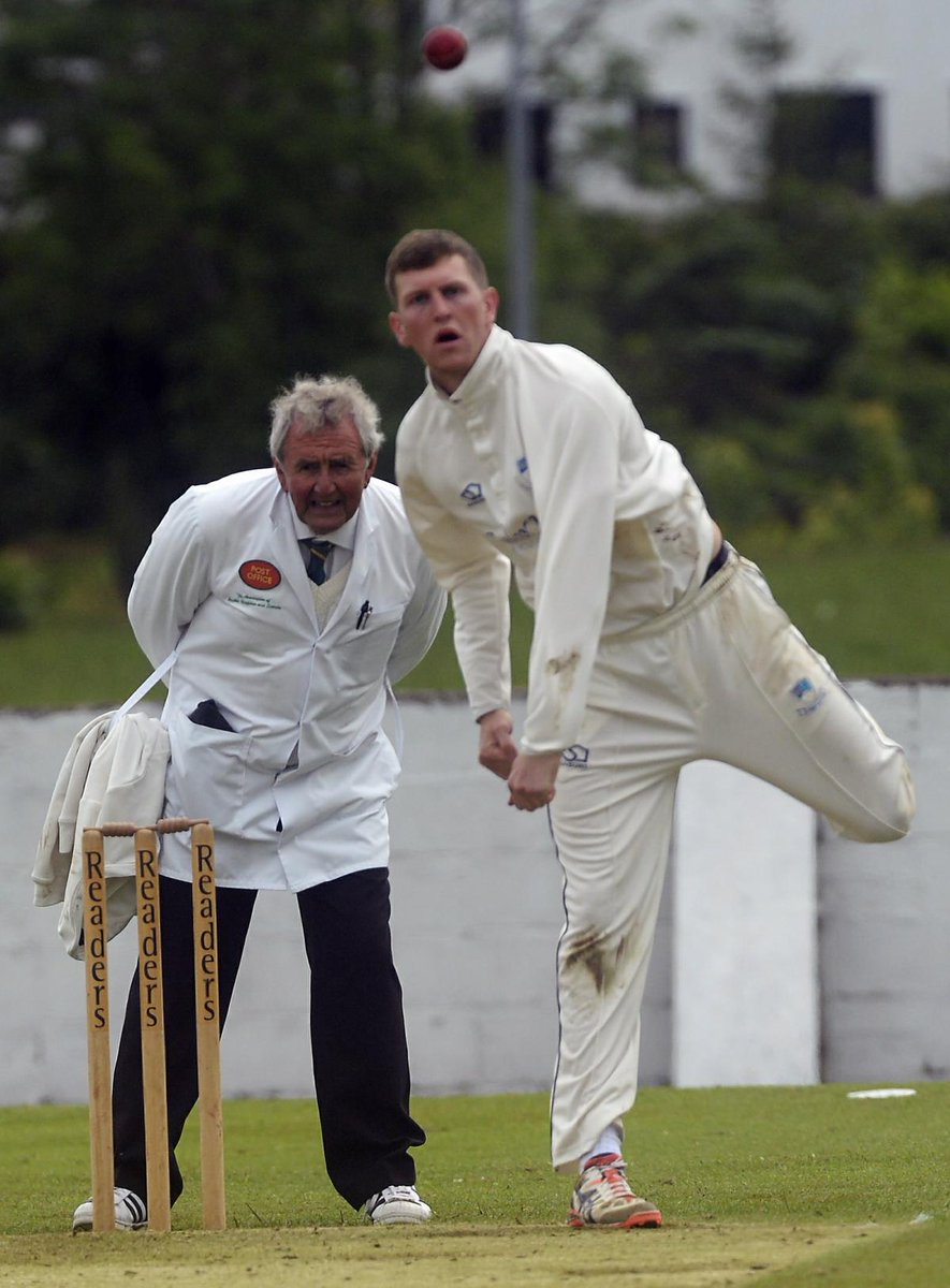 Day 10: Egremont's Alex Hodgson. Bowls what can only be described as a disgrace to the sport, even the umps can't believe he's gonna land one on the same track here #LooseyGoosey