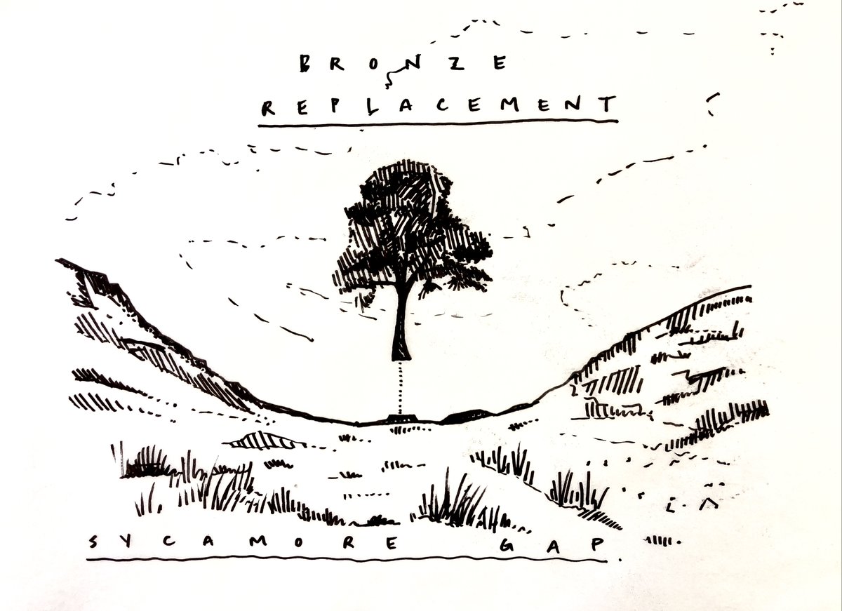 Drew Carr (@drew_carr_) on Twitter photo // SYCAMORE GAP BRONZE REPLACEMENT // idea for reinstating the famous silhouette with a bronze replacement tree, anyone fancy commissioning this?
#sycamoregap #hadrianswall #northumberland #art #publicart #sculpture #tree
<a href="/nationaltrust/">National Trust</a> <a href="/EnglishHeritage/">English Heritage</a> <a href="/NTHadriansWall/">NTHadrian'sWall&Tyne</a> // SYCAMORE GAP BRONZE REPLACEMENT // idea for reinstating the famous silhouette with a bronze replacement tree, anyone fancy commissioning this?
#sycamoregap #hadrianswall #northumberland #art #publicart #sculpture #tree
<a href="/nationaltrust/">National Trust</a> <a href="/EnglishHeritage/">English Heritage</a> <a href="/NTHadriansWall/">NTHadrian'sWall&Tyne</a>