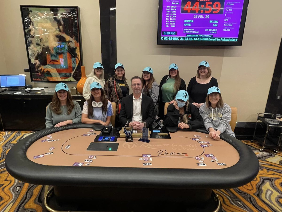 WomenInPoker's tweet photo. Introducing Diane Cooley of Alpharetta, GA our 2023 @WomenInPoker Winter Festival Champion! She takes home $9,627 for her efforts. Congratulations Diane, and to all of our final table winners. You are the best!  @PokerRoomRWLV #womeninpoker https://t.co/Nn8Ff3yG52