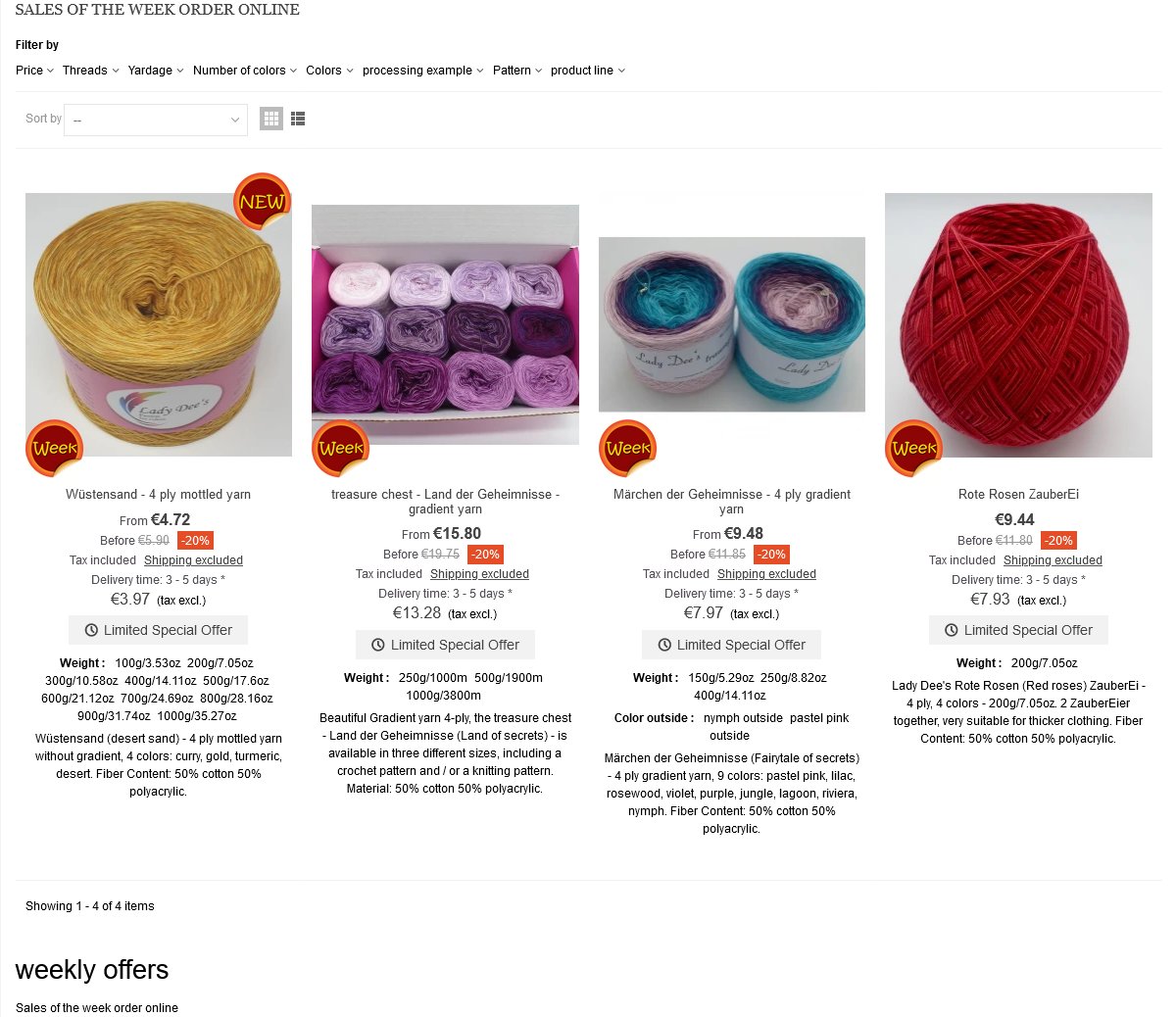 ladydee_yarn's tweet photo. Our Sale of the calendar week 50/2023 🌹

english
https://t.co/vkjzd6AImf
deutsch
https://t.co/bcvgPSUNRC
français
https://t.co/fT8eJsOmvp
русский
https://t.co/J8j3mzSi63

#gradientyarn #yarnshop #crochet #ladydeeyarn #traumgarne #yarn #yarnlove #knitting #häkeln #stricken https://t.co/Vrke7UV2rd
