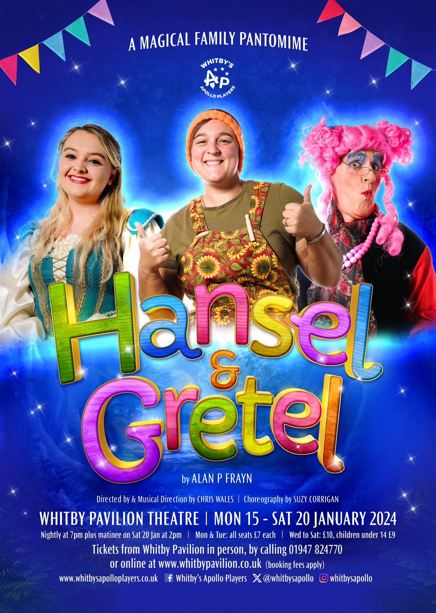 Join us <a href="/Whitbypavilion/">Whitby Pavilion</a> this January a brand new magical family #panto 

Hansel &amp; Gretel
15-20 Jan 2024

TICKET ON SALE NOW

#whitby #theatre #pantomime