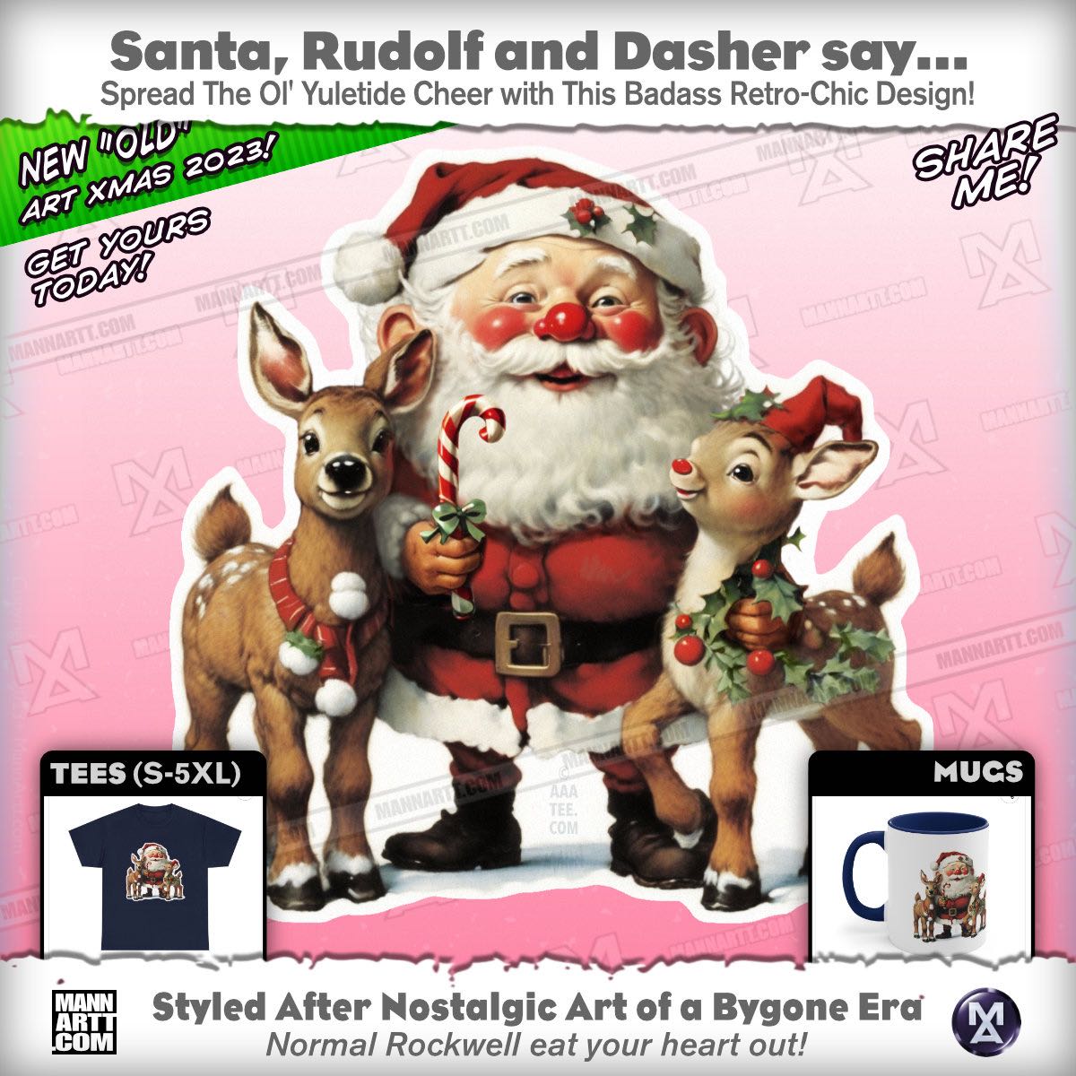 mannarttog's tweet photo. 🎅🦌✨ Experience the magic of the holidays with our enchanting Norman Rockwell-inspired, vintage tee and mug featuring Santa, Rudolf, and Dasher! Capture the joy of the season in every sip and wear! 🌟  #news #xmas  👉 👉 👉 https://t.co/hhPYfoewFA https://t.co/AH6I4dKlYx