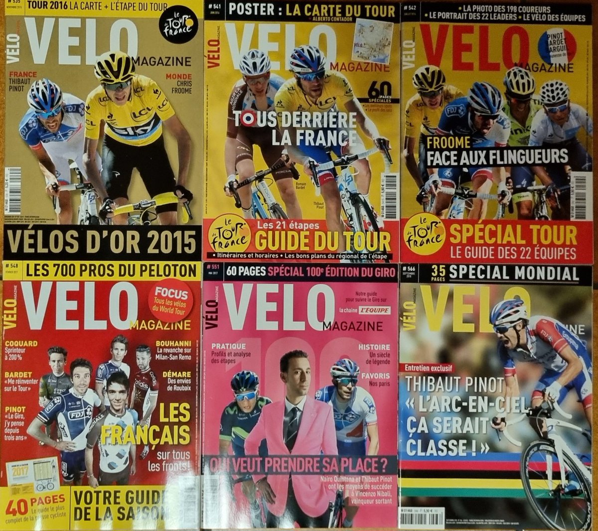 LorRICHY1990's tweet photo. Thibaut Pinot à la une de @velomagazine, 23 fois en 11 ans. Il aura marqué son époque. Souvenirs...@gillescomte25 #pinot #thibautpinot https://t.co/GW0LPBtNm7
