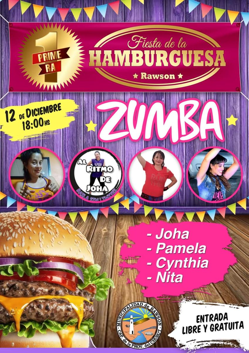 MuniRawson's tweet photo. SE ACERCA LA PRIMERA FIESTA DE LA HAMBURGUESA 🍔 

El evento se desarrollará este martes 12 de diciembre a partir de las 18 horas en inmediaciones de la Plaza Central “Guillermo Rawson”. 

¡Los esperamos!

#Rawson #LaNuevaCapital #VamosPorMás #Chubut https://t.co/sWiZdCog1z