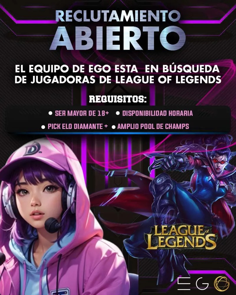 Soy_Animas's tweet photo. Si alguien tiene alguna conocida, amiga, novia, hermana, tía, mamá, sobrina, abuela, cuñada, hija o súper heroína mayor de edad y demás que juegue ligoflellens responda tuit o mande MD para mayor info SERVER LAN

Se busca TOP - MID - ADC https://t.co/YPgVKNNAJN