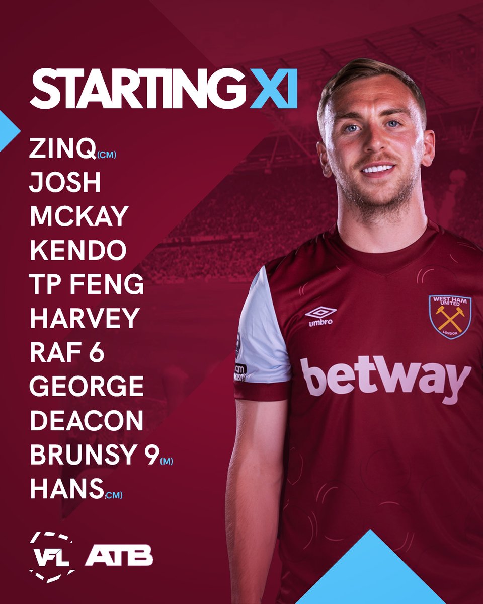 Team sheet tonight for <a href="/ATBProClubs/">ATB Pro Clubs Tournaments</a> 

Up The Hammers⚒️