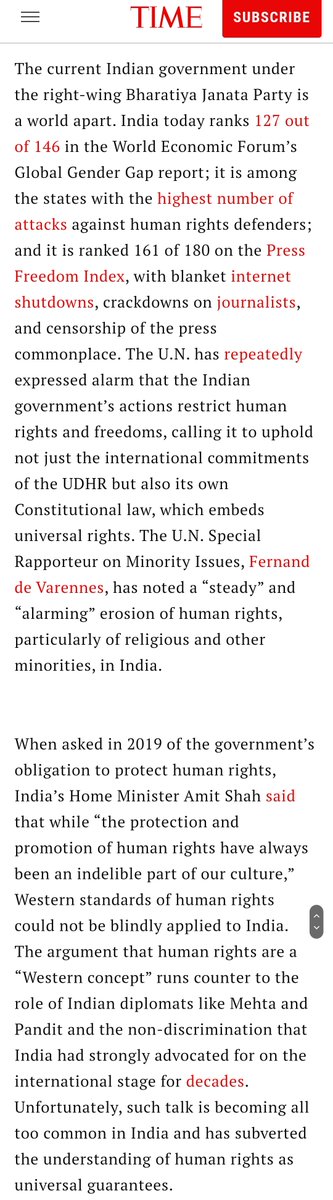 INCdilse's tweet photo. @ndtv Just today in the @TIME
#HumanRightsDay2023 https://t.co/l5k4CASGh0