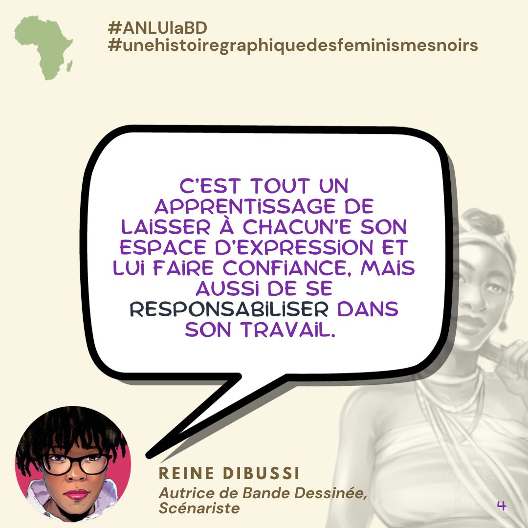 AnluLaBD's tweet photo. Reine Dibussi clôt la réflexion sur comment on s'organise à 4 sur le le projet #ANLUlaBD en évoquant notamment comment les outils développés dans @AfiriStudio nous ont été utiles
#unehistoiregraphiquedesfeminismesnoirs https://t.co/rGrD7DSSVh