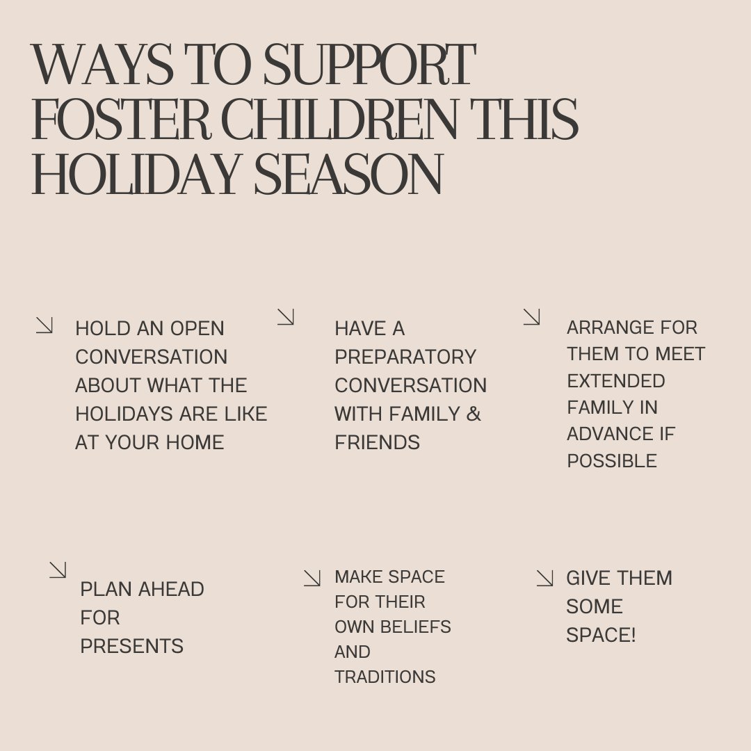 Holiday's around the corner can be tough for some. Here are some top tips for adults caring for foster children during the holiday's. These small suggestions can make a huge impact! 

#Nonprofitmarketing #holidayseason #startupnonprofit #floridanonprofit