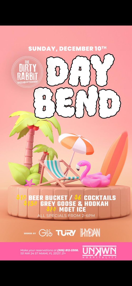 AneurysK's tweet image. Unleash the ultimate day party vibes at Dirty Rabbit! 🎉 Join us for an unforgettable experience where the energy is high, the music is pumping, and good times are guaranteed. 🐇✨ Don't miss out! #DirtyRabbit #DayParty"