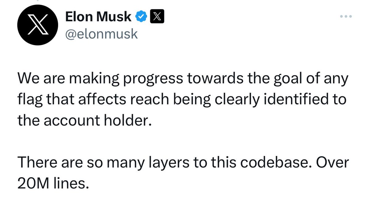 🚨BREAKING: Transparency is coming Elon posted this morning that we are CLOSE to users knowing WHY they’ve been shadowbanned Flags will be shown to the user in the UI No more mystery around random engagement drops. Do you feel like you’ve been shadowbanned in the past? Why?