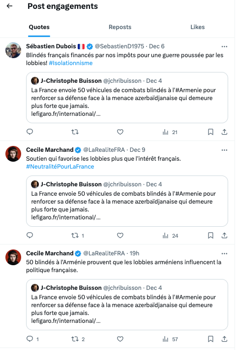 PatrickRoc99529's tweet photo. L’Azerbaïdjan chercherait-elle à manipuler les opinions🇪🇺en créant de faux comptes actifs ?

J'aime beaucoup les frères Dubois! 🤣👍
__________
@samybenik @benprieur @lianna_armenian  @Lily__Ray @araratpetrosian @_Artaxias_ @nmatini @TYegavian https://t.co/IkQj4TuPpV