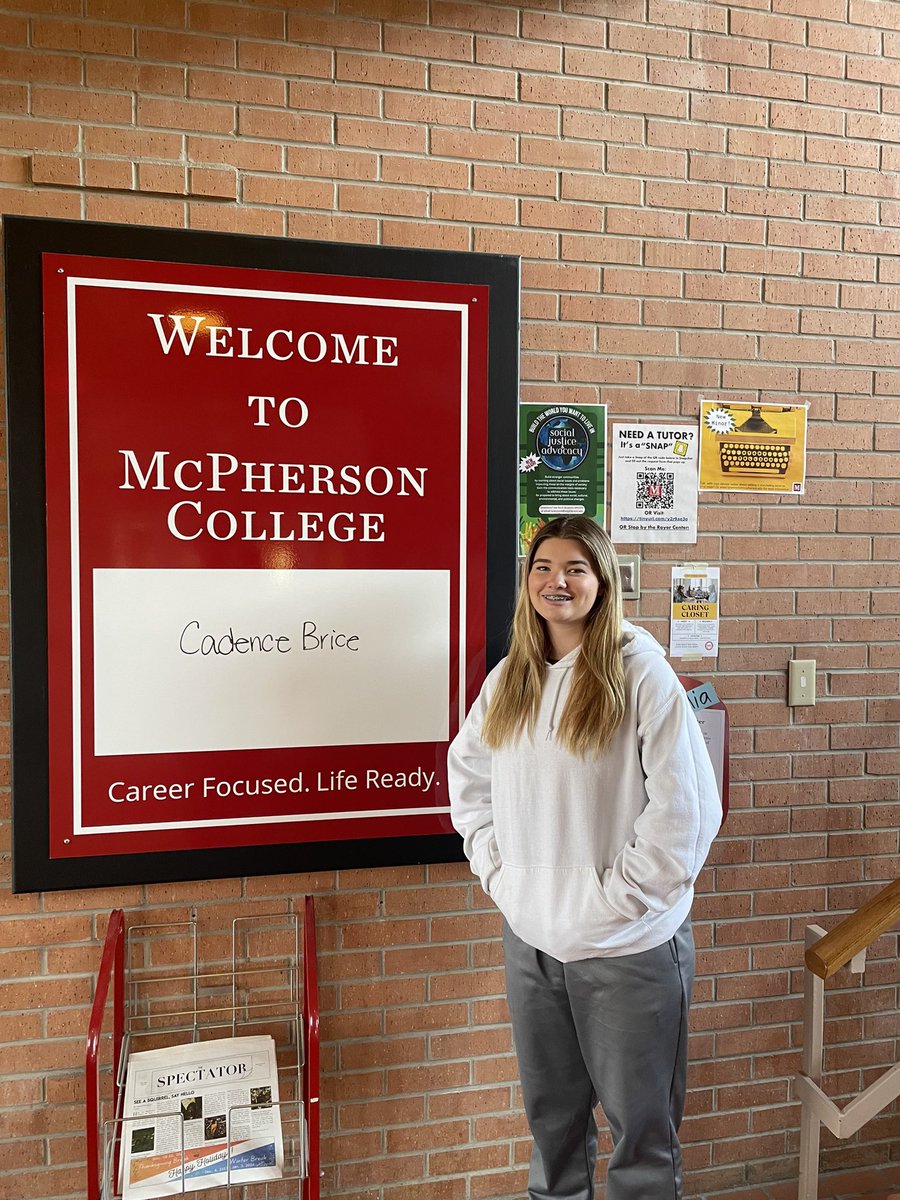 CadenceBrice's tweet photo. After a wonderful visit I am very grateful to announce my third offer from McPherson College! #Bulldogpride @MacBulldogsSB https://t.co/mCYYDNIzZ3