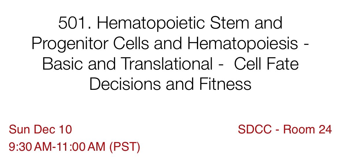 Join us this morning to learn about hematopoietic stem cell fate and fitness from 6 amazing speakers! #ASH23