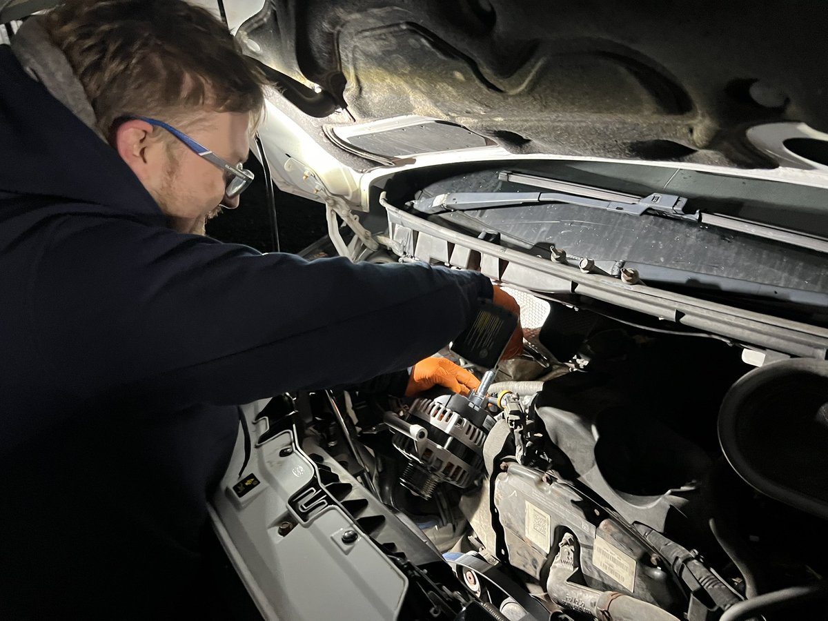 Our Mechanics Den taking shape with shelving and a work bench installed. With an alternator change on the infamous Boaby bus adding to what was a very busy day #YoungPersonsGuarantee #AYEmechanics