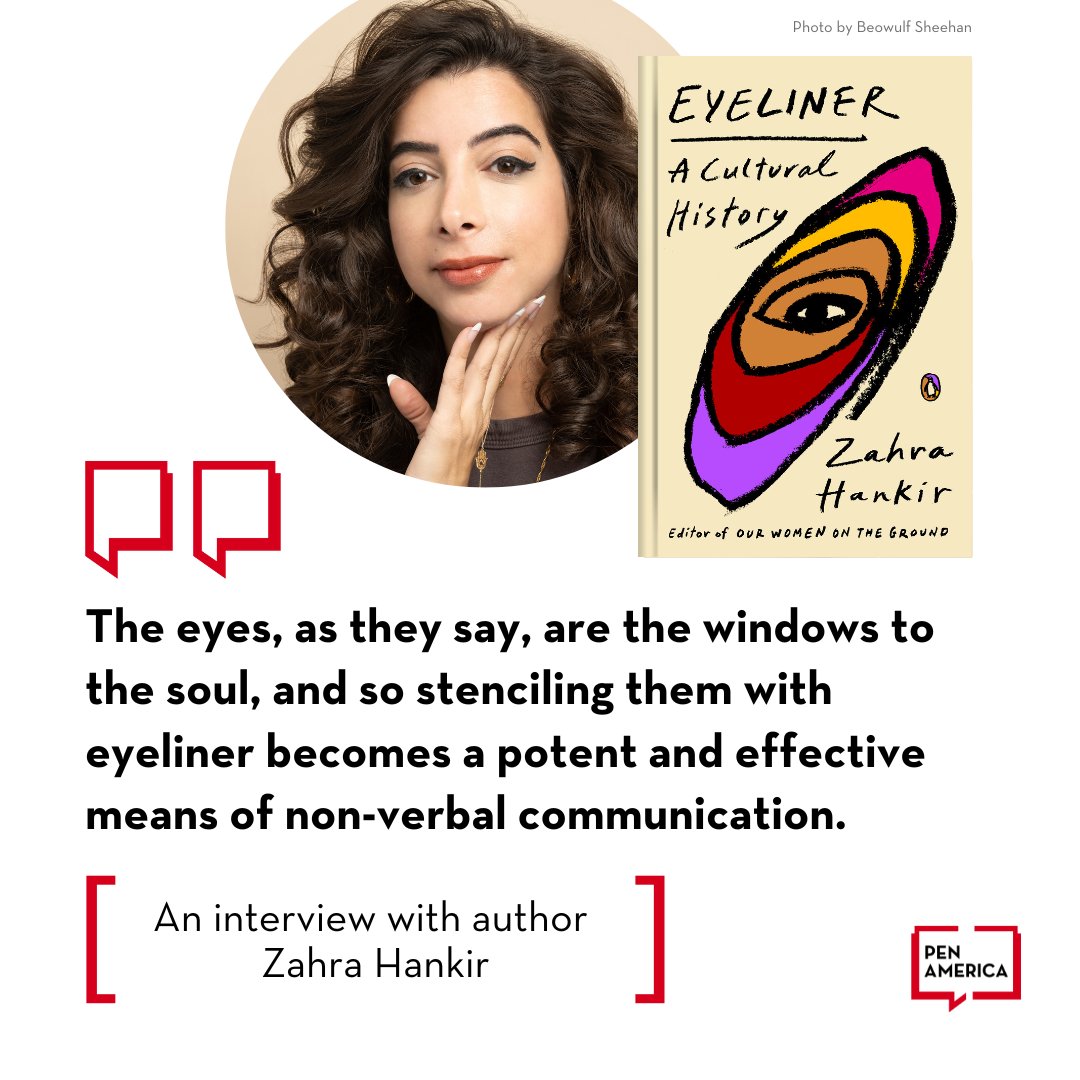 PENamerica's tweet photo. For this week’s #PENTen, @ZahraHankir – author of the book Eyeliner: A Cultural History – shows us the world through kohl-lined eyes. She reveals the rich history of eyeliner and its role in social movements, performances, and everyday life.
Read more: https://t.co/c5LahltY1l https://t.co/UJMpEYWF8n