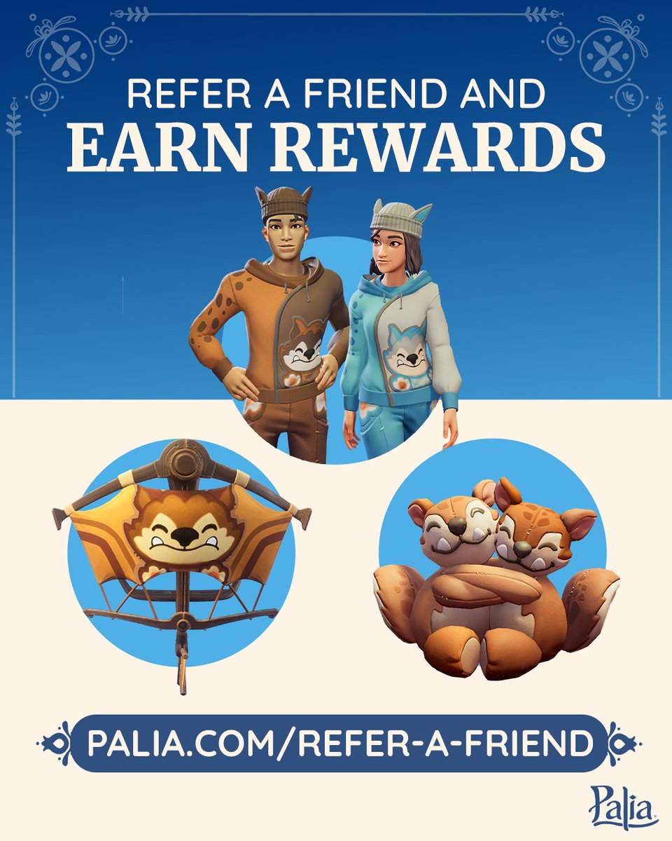 playPalia's tweet photo. Have friends who play Nintendo Switch? 👀 Refer your fellow gamers to join Palia before it launches next Thursday and earn these chapaa-tastic rewards! 😍 Learn more on our blog: https://t.co/f67o9iAUGL

#Palia #PlayPalia #CozyGames #CozyMMO https://t.co/pQtcnlB0nm