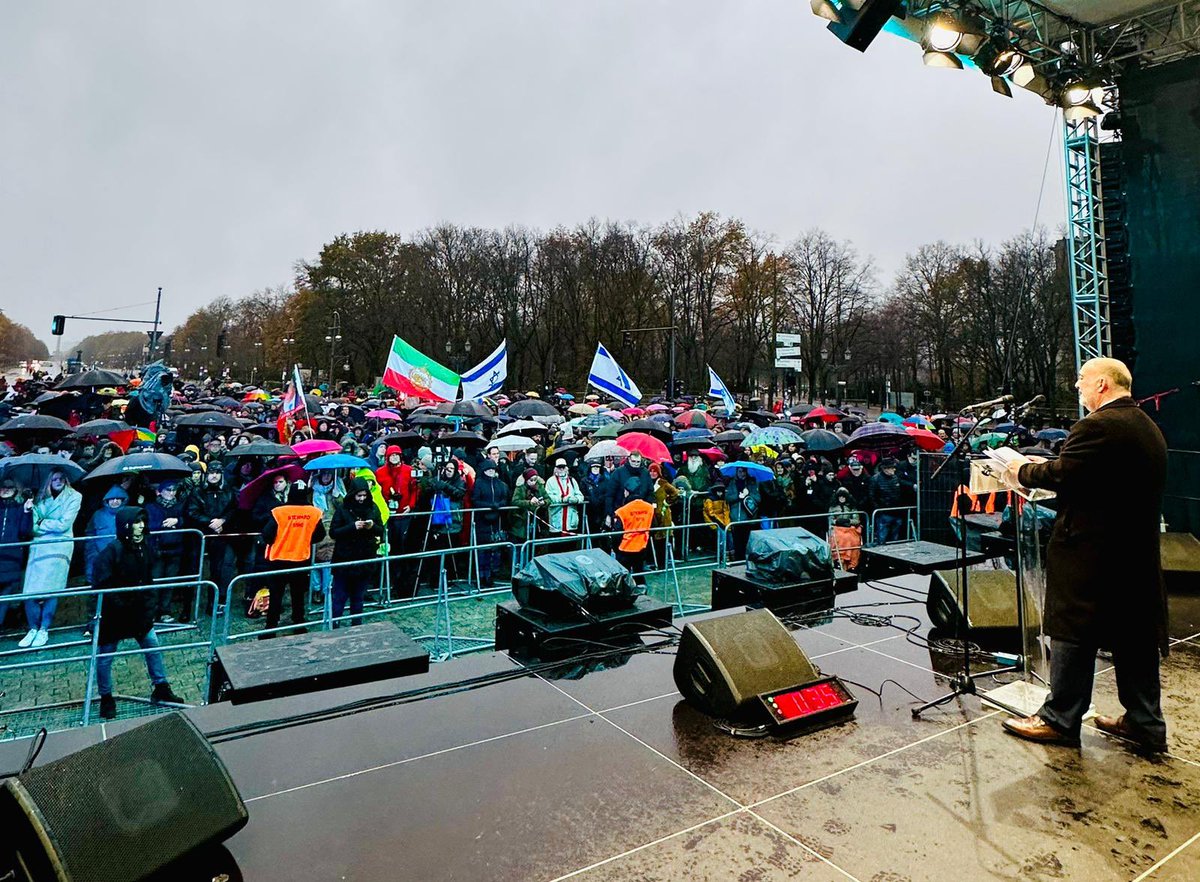 Ron_Prosor's tweet photo. Today, at Brandenburg Gate, speaking to 10,000 people, I urged the Red Cross to uphold its mission statement, the very reason for its existence! I demanded a visit to the kidnapped hostages, including women, babies, and the elderly. 
There is NO EXCUSE for the Red Cross failing to deliver medicine and medical supplies to the hostages. 
There is NO EXCUSE for their deafening silence for not condemning Hamas for not allowing them to visit the hostages. 
Red Cross justify your existence!