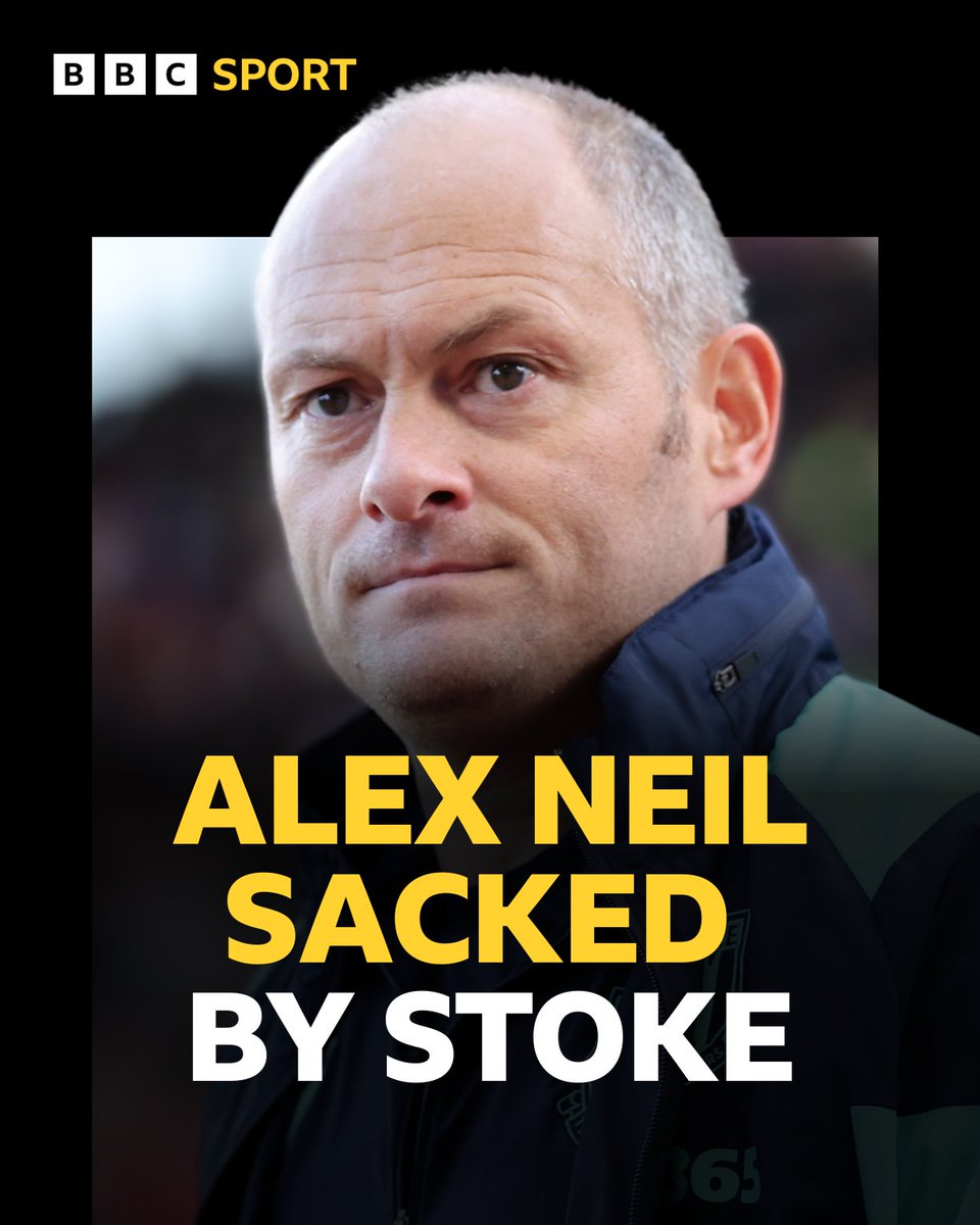 bbcnewcastle's tweet photo. Former Sunderland head coach Alex Neil has been sacked by Stoke: https://t.co/h9TcQ5kVJG https://t.co/altWDZNkLt