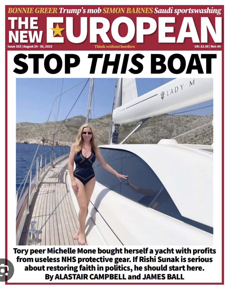 We can now reveal Michelle Mone threatened to sue The New European over this front page. We told her to fuck off.