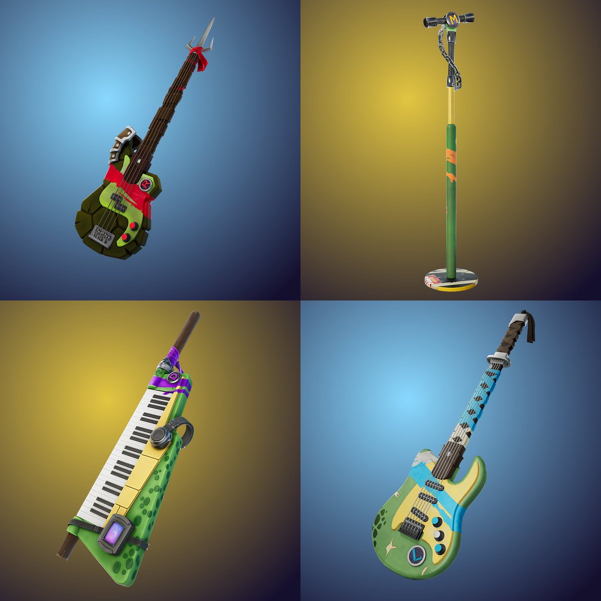 FireMonkey's tweet image. All Teenage Mutant Ninja Turtles x Fortnite Festival instruments