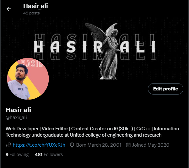 haxir_ali's tweet photo. #day9 of #100DaysOfCode 
💻 Successfully solved the "Set Matrix Zero" coding challenge.
🌟Just spiced up my Twitter and LinkedIn profile with a Canva makeover. 🎨
🚀Revised React.
😊Tell me, what do you think about it?
 #NewProfilePic #CanvaMagic #TwitterMakeover
#CodingSuccess https://t.co/VMkMY2vLL4