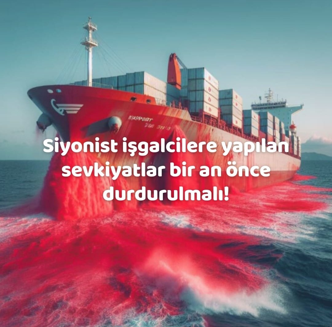 <a href="/akincimevo/">İstanbûlî</a> İsrail'e bir gemi daha gitmesin 🤚
#gemileridurdurun <a href="/RTErdogan/">Recep Tayyip Erdoğan</a> <a href="/EmineErdogan/">Emine Erdoğan</a> <a href="/HakanFidan/">Hakan Fidan</a>