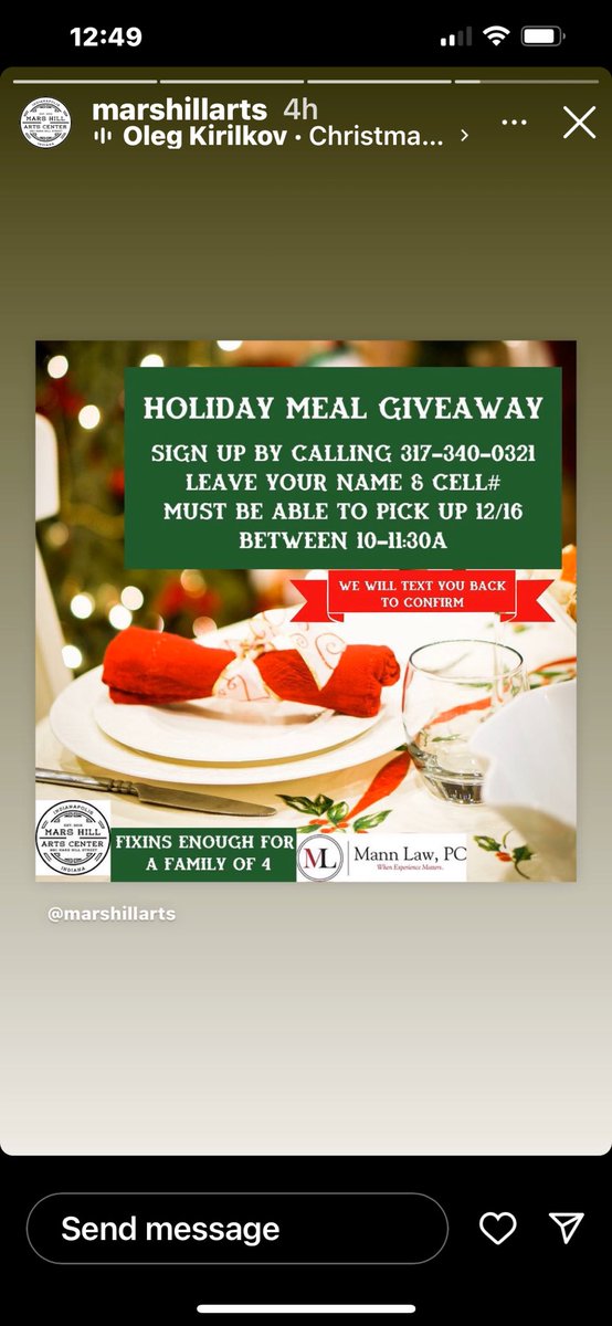 RAMattorneys's tweet image. Mann Law and Mars Hill Art Center are partnering to bring Holiday Day meals for 25 families of four. See how to obtain one for deserving families below.