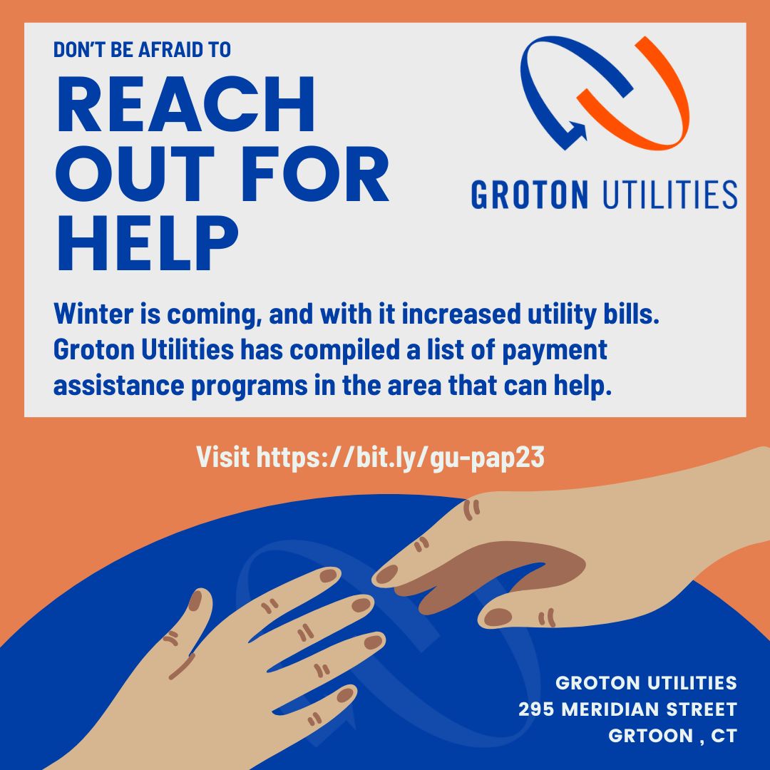 GrotonUtilities's tweet photo. Don't let your bills pile up - there is help out there. Visit Groton Utilities to see a list of payment assistance programs that may be able to get you through tough times. https://t.co/Ys3rg4V7M1 https://t.co/mG6P6Kle96