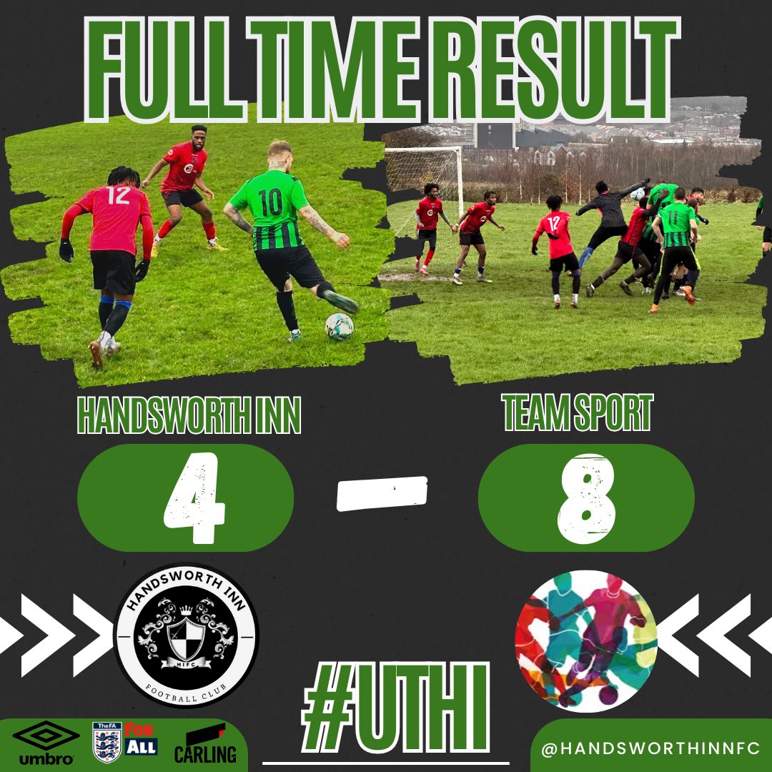 FCHandsworthInn's tweet photo. Sore heads from the Xmas doo and some an abysmal reffing sees us the wrong end of a rugby scoreline. Lads played with 10 men for 40 mins.

 Corey Mason ⚽️⚽️
@BShackshaft ⚽️🅰️
@Ramein_ ⚽️

@JRogan17 🅰️
@Dylvicary 🅰️

@Fletcher7x 🛑

MOTM | @BShackshaft 
@Rdslfootball || #UTHI ⚫️🟢 https://t.co/vBy3MKAwxq
