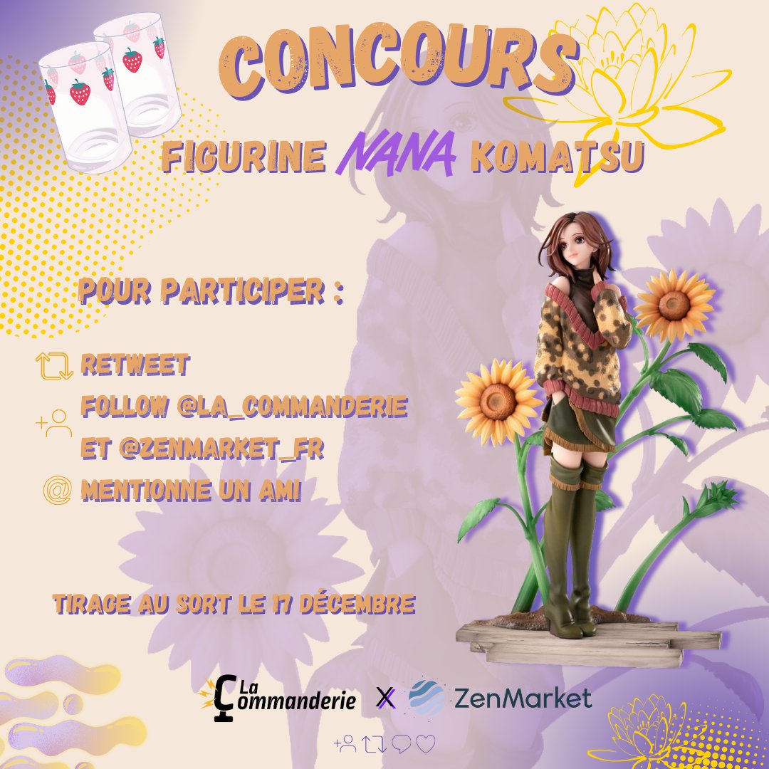 🪷 CONCOURS 🪷

À l’occasion de notre semaine à thème Shojo, nous vous faisons gagner la figurine de Nana Komatsu en collaboration avec <a href="/zenmarket_fr/">ZenMarket France</a> !

Pour participer :
🔁 RT le tweet 
❤️ Follow <a href="/La_Commanderie_/">La Commanderie</a> et <a href="/zenmarket_fr/">ZenMarket France</a> 
👤 Mentionne un ami