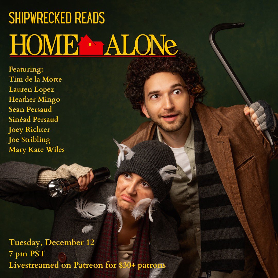 We couldn’t fit a new #Scriptwrecked in this month, so in lieu of that we’ll be reading one of our favorite holiday classics with friends for our $30+ patrons on Tuesday night. The stream will be available after the fact if you can’t tune in live! 🎄✈️🏡

Patreon.com/shipwreckedcom…