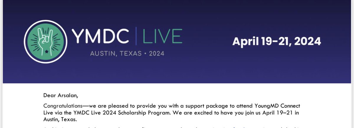 Excited to attend and reconnect with everyone at YMDC 2024! A huge thank you to @YoungMDConnect for the scholarship! This conference has always been my favorite as it’s a space where it feels like everyone is elevating one another regardless of what stage of training you are at!