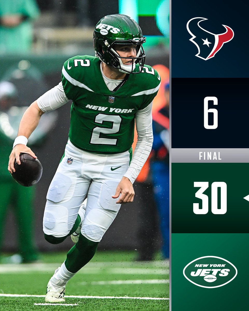 NFL's tweet photo. FINAL: 300+ yards &amp; 2 TDs from Zach Wilson in a @nyjets Week 14 win! #HOUvsNYJ https://t.co/ZyE16fFsnE